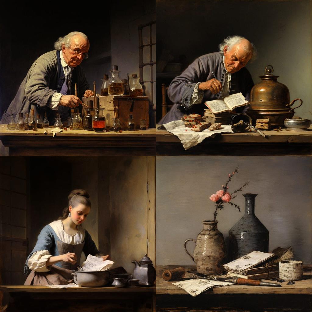 Jean-Baptiste-Simeon Chardin style, Midjourney V5.2, render 1 of 4