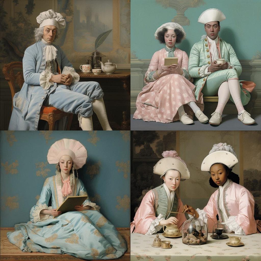 Jean-Etienne Liotard style, Midjourney V5.2, render 1 of 4
