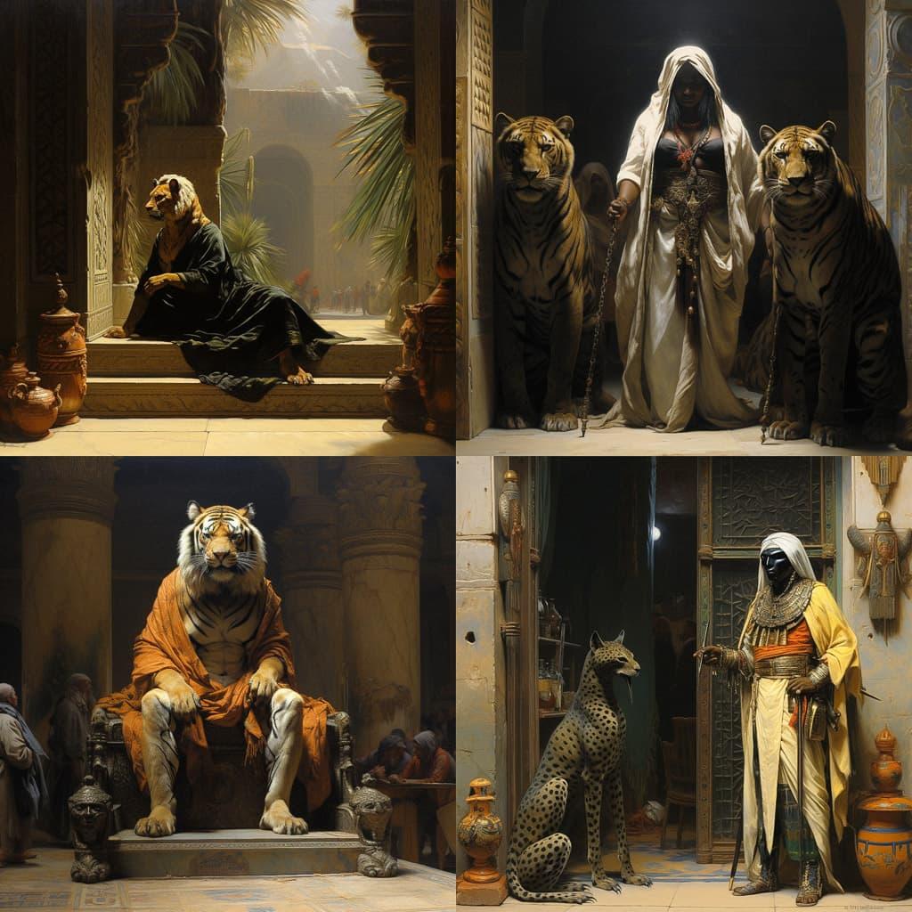 Jean-Leon Gerome style, Midjourney V5.2, render 1 of 4