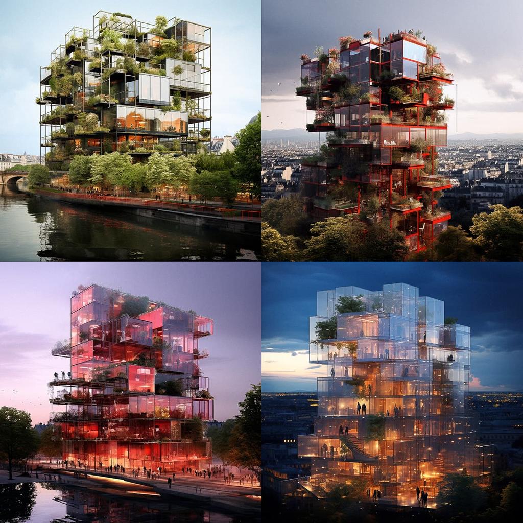 Jean Nouvel style, Midjourney V5.2, render 1 of 4