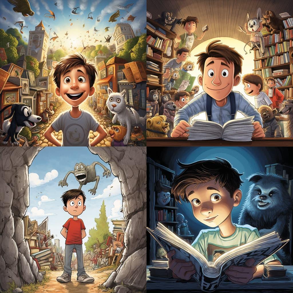 Jeff Kinney style, Midjourney V5.2, render 1 of 4