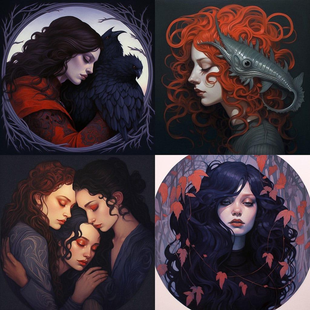 Jenny Frison style, Midjourney V5.2, render 1 of 4