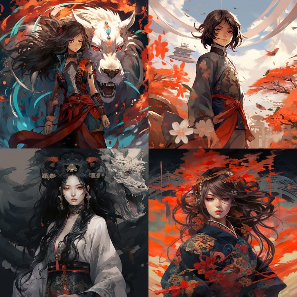 Jidaimono anime style style, Midjourney V5.2, render 1 of 4