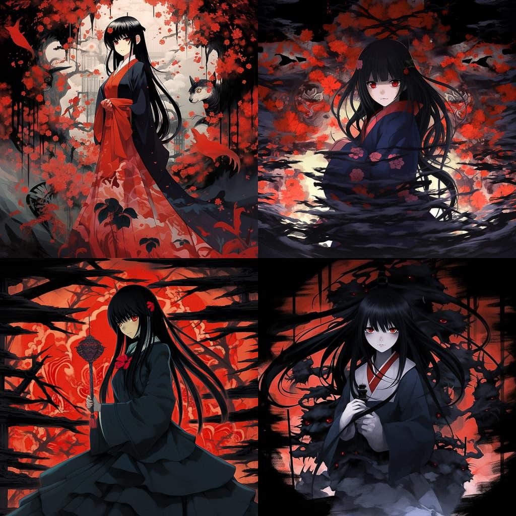 Jigoku Shoujo style, Midjourney V5.2, render 1 of 4