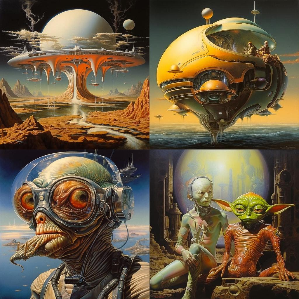 Jim Burns style, Midjourney V5.2, render 1 of 4