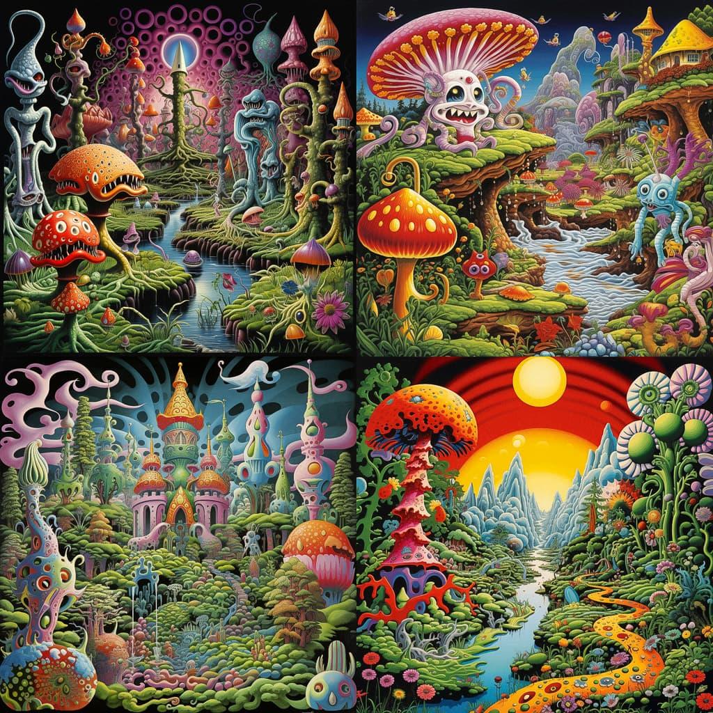 Jim Woodring style, Midjourney V5.2, render 1 of 4
