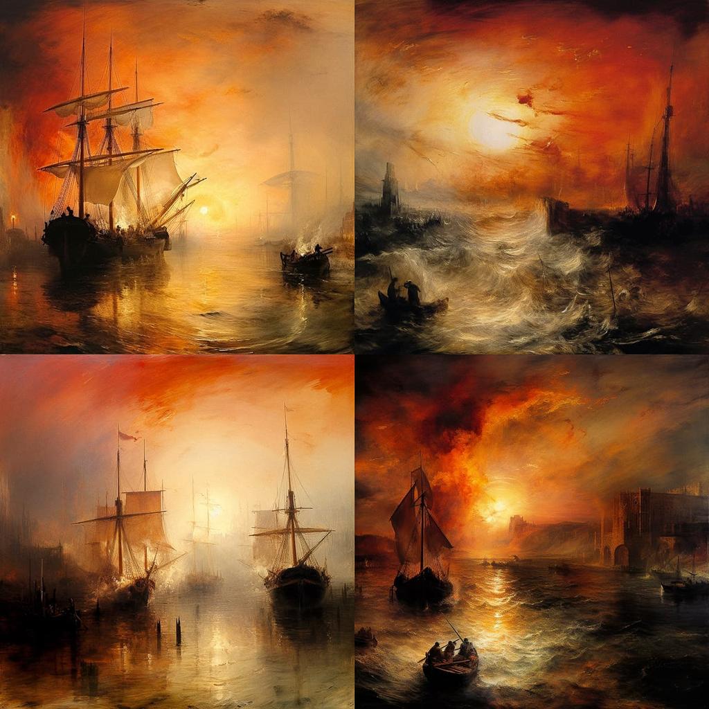 J.M.W. Turner style, Midjourney V5.2, render 1 of 4