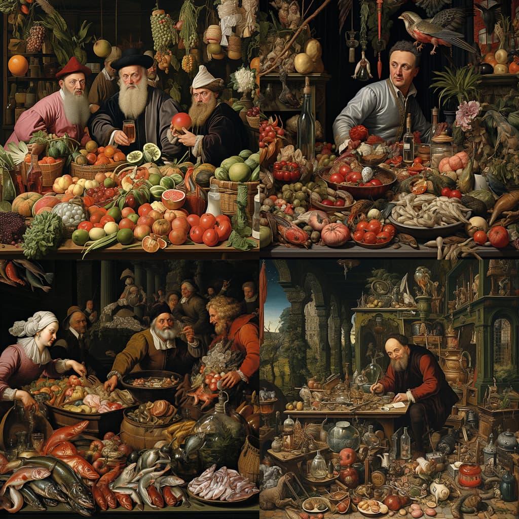 Joachim Beuckelaer style, Midjourney V5.2, render 1 of 4