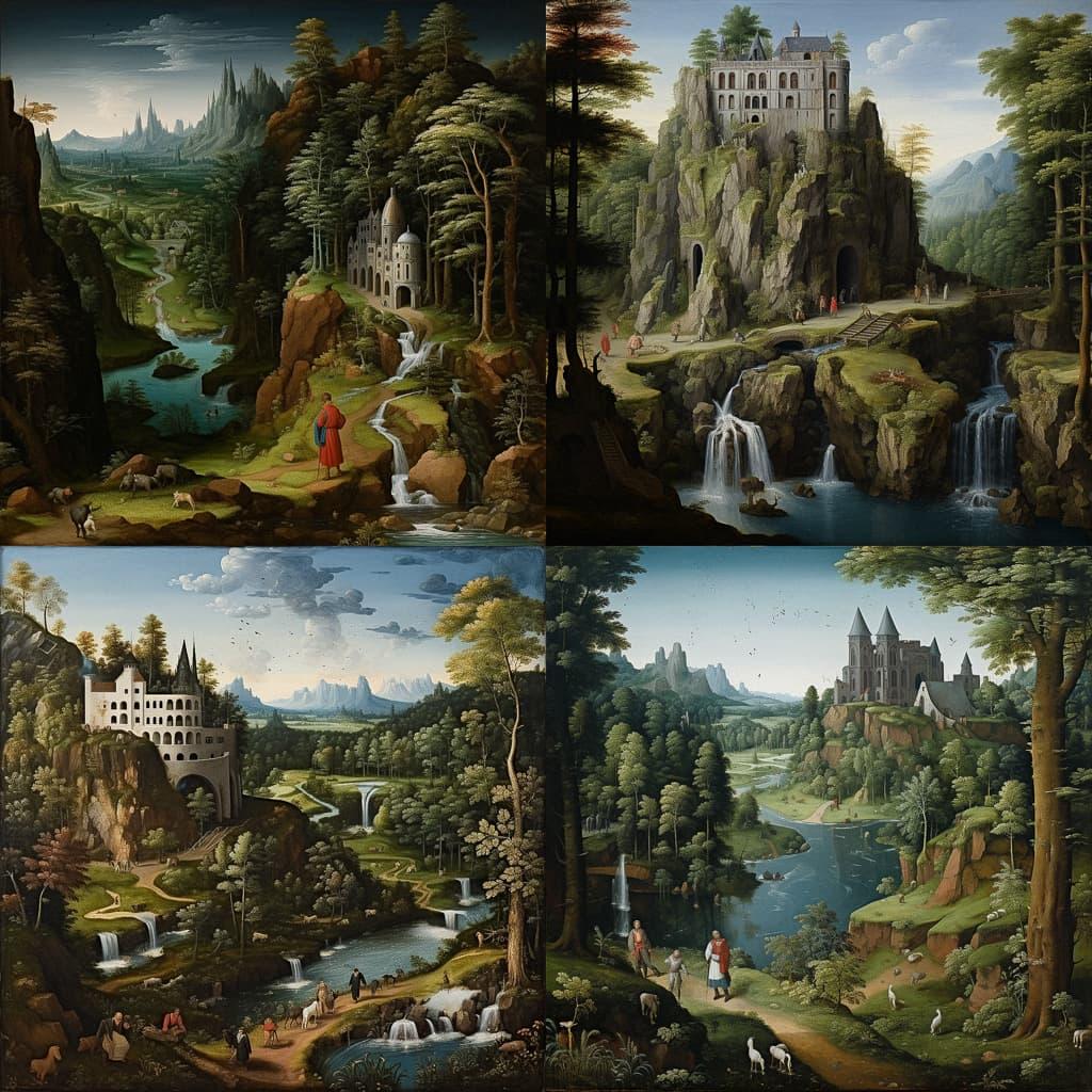 Joachim Patinir style, Midjourney V5.2, render 1 of 4