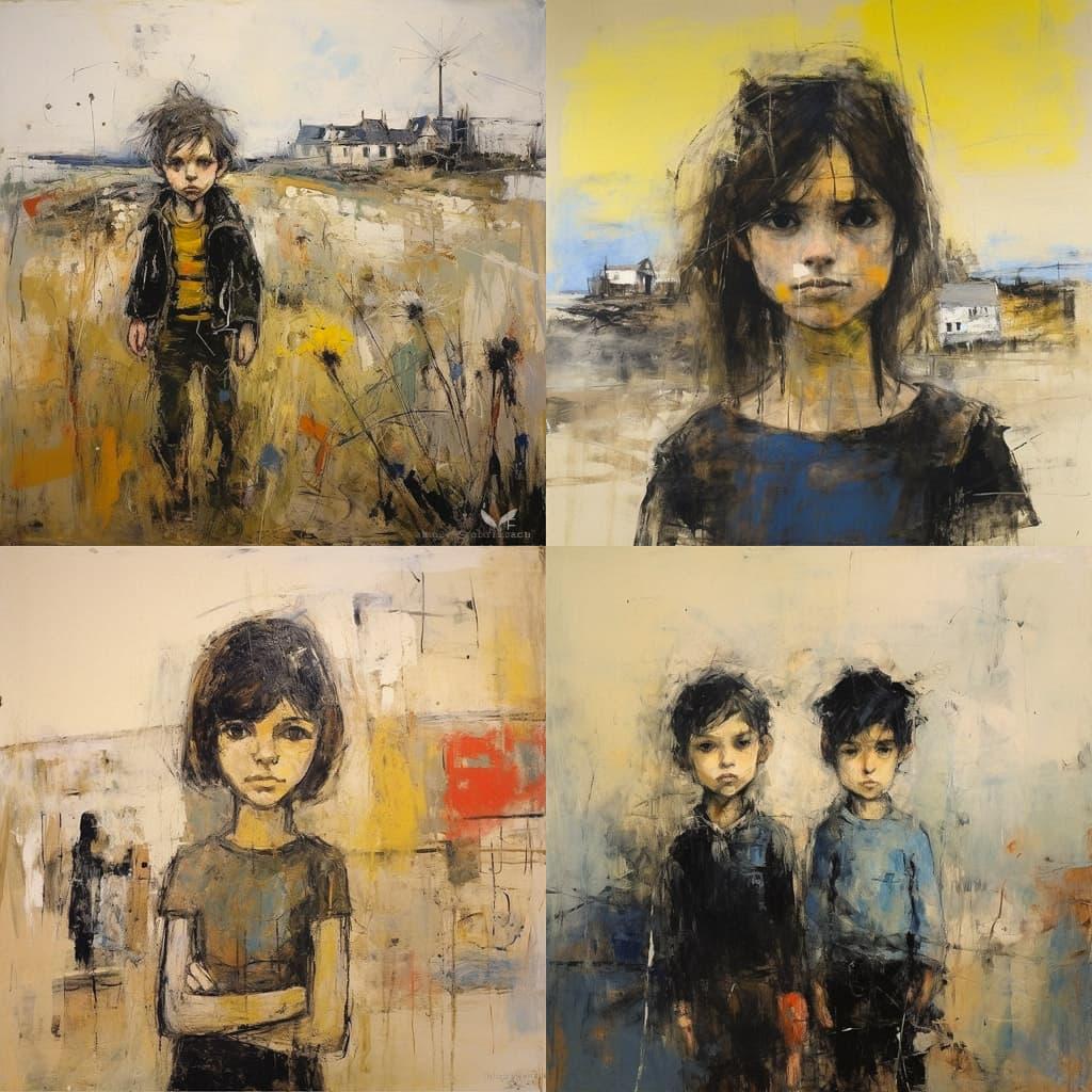 Joan Eardley style, Midjourney V5.2, render 1 of 4