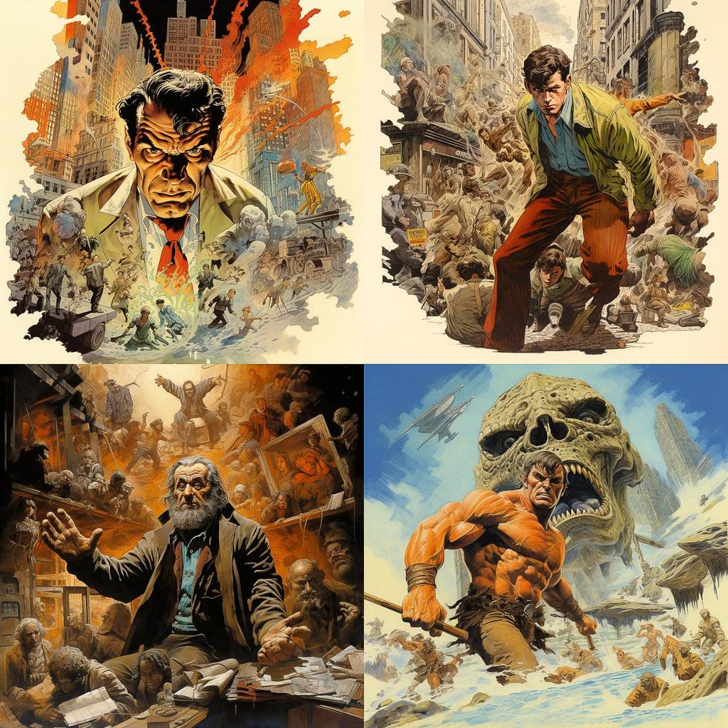 Joe Kubert style, Midjourney V5.2, render 1 of 4