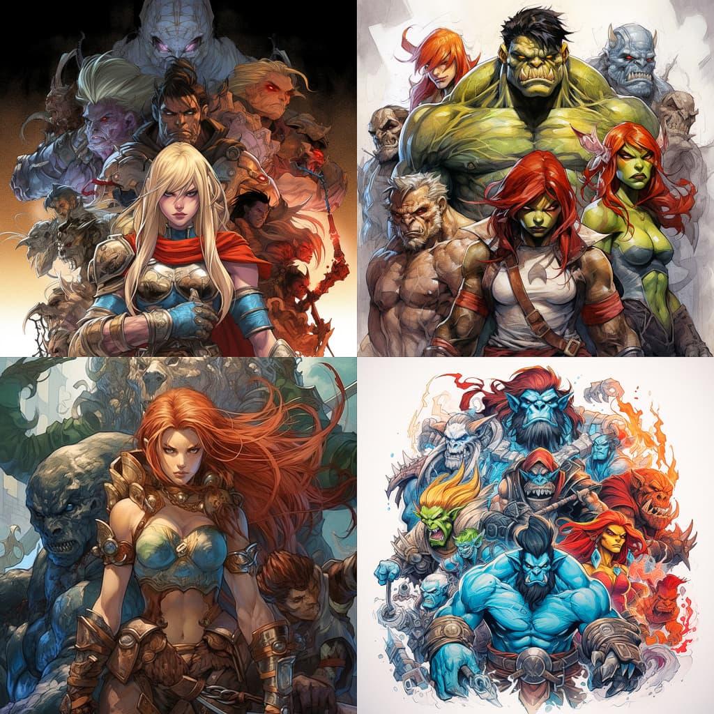 Joe Madureira style, Midjourney V5.2, render 1 of 4