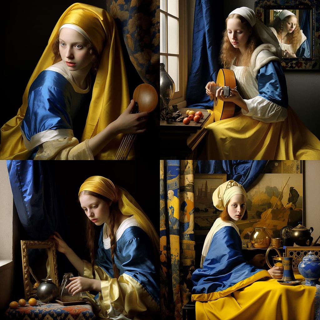 Johannes Vermeer style, Midjourney V5.2, render 1 of 4