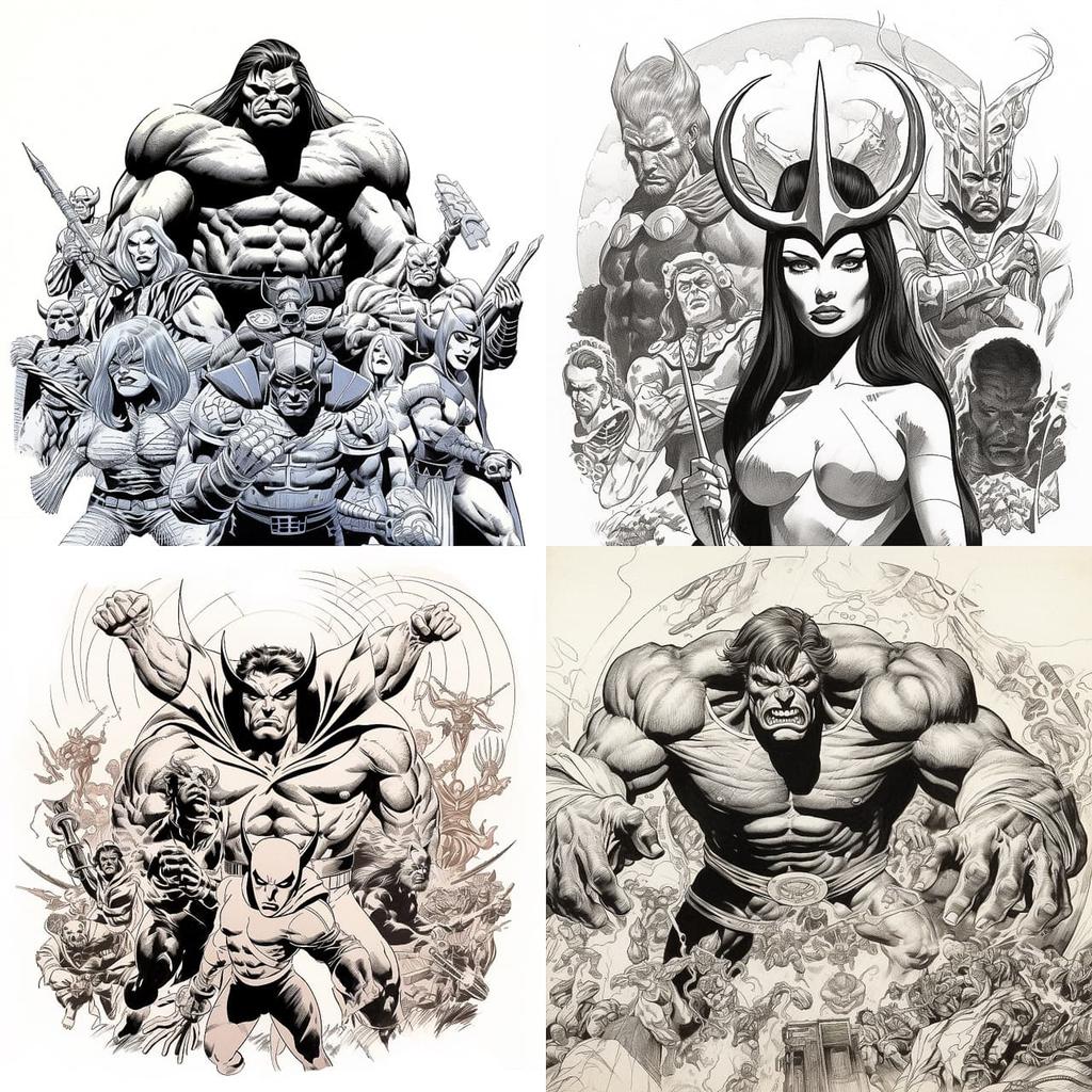 John Buscema style, Midjourney V5.2, render 1 of 4