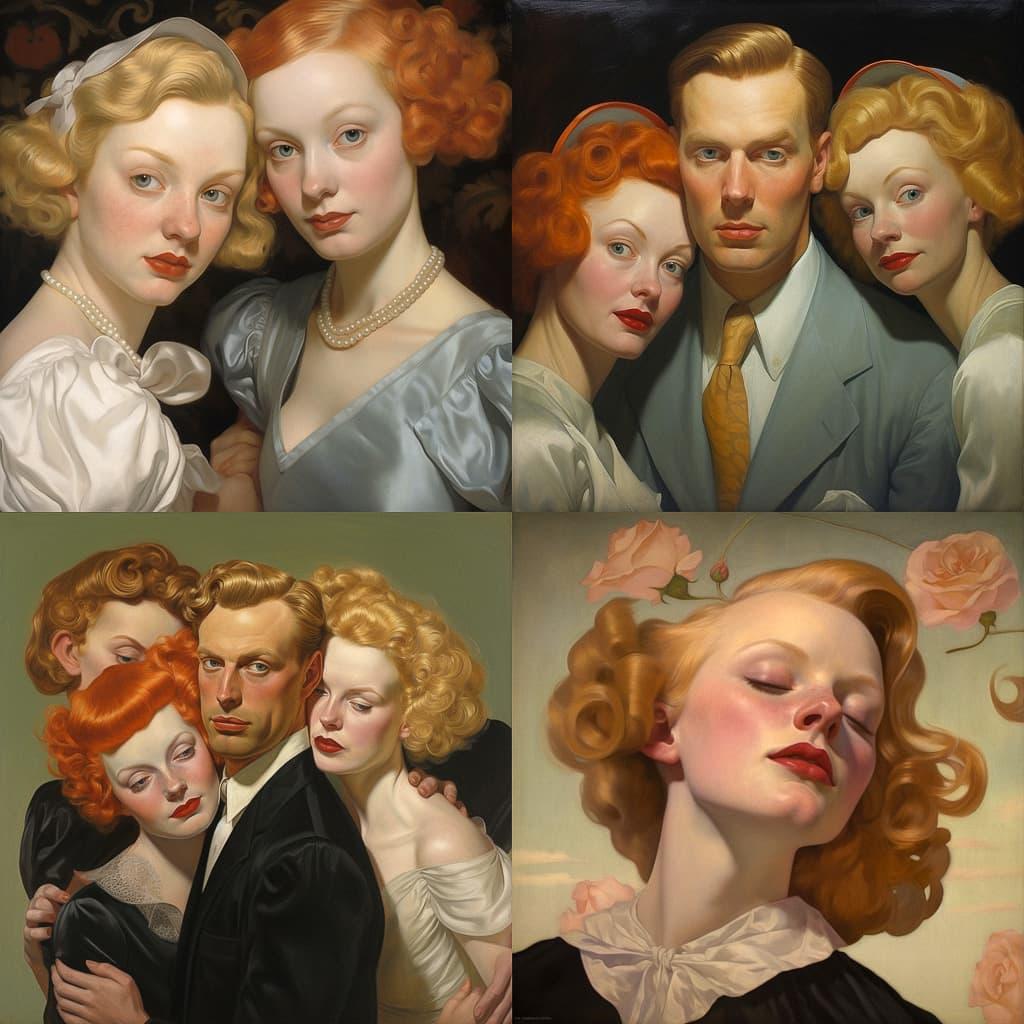 John Currin style, Midjourney V5.2, render 1 of 4