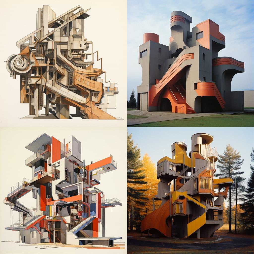 John Hejduk style, Midjourney V5.2, render 1 of 4