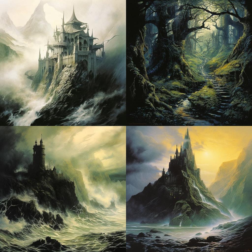 John Howe style, Midjourney V5.2, render 1 of 4