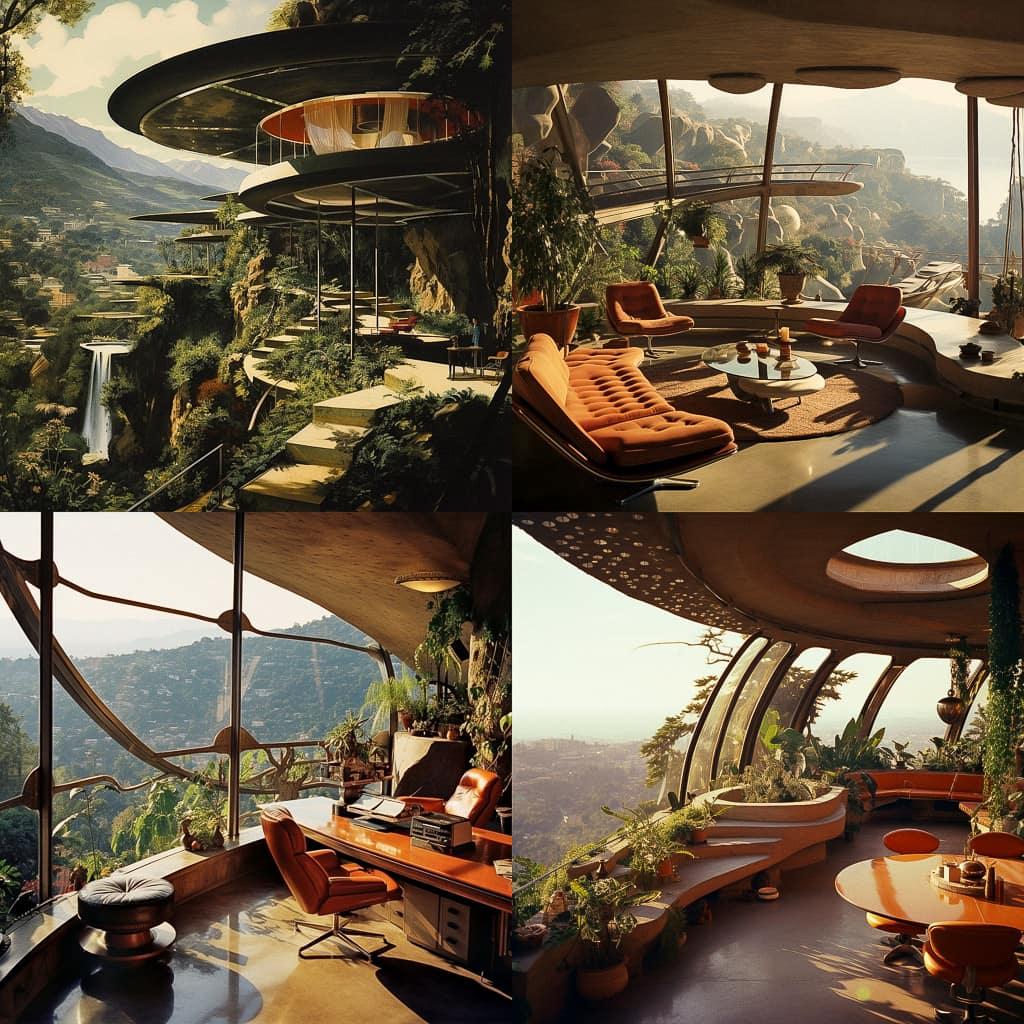 John Lautner style, Midjourney V5.2, render 1 of 4