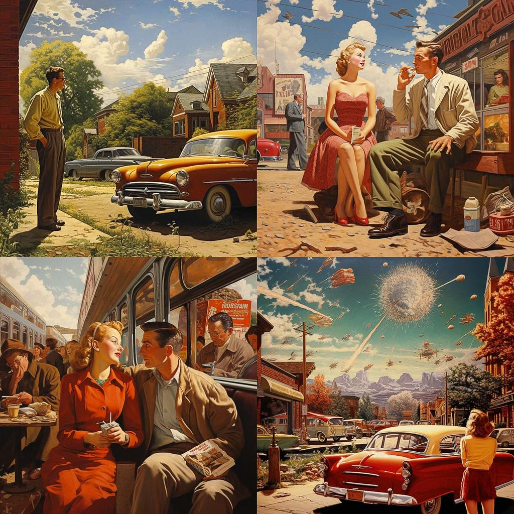 John Philip Falter style, Midjourney V5.2, render 1 of 4