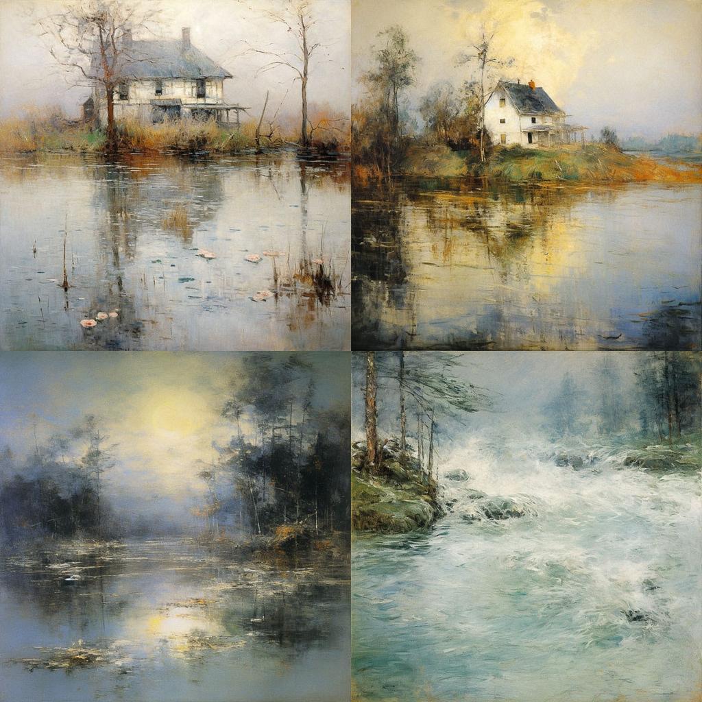 John Twachtman style, Midjourney V5.2, render 1 of 4
