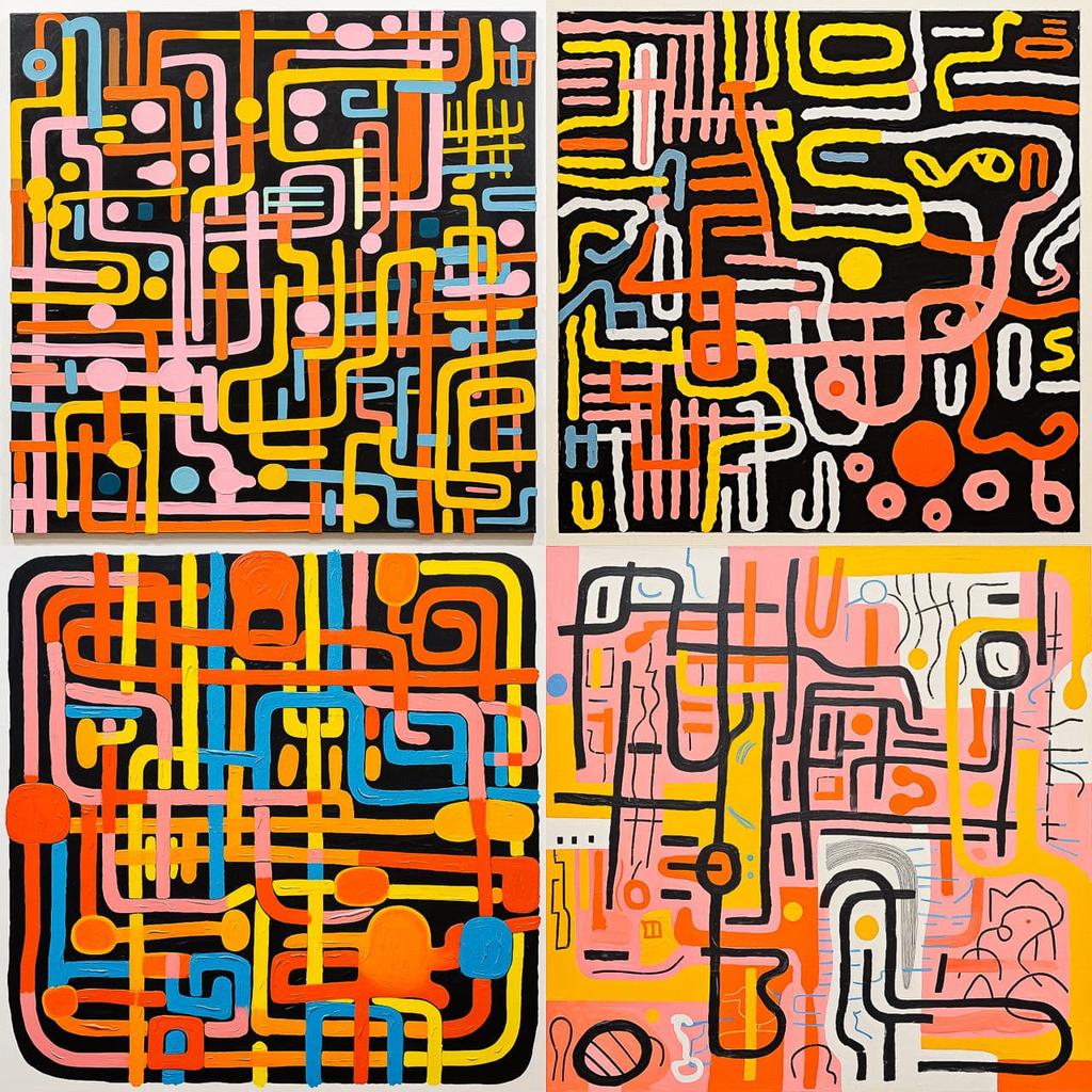 Jonathan Lasker style, Midjourney V5.2, render 1 of 4