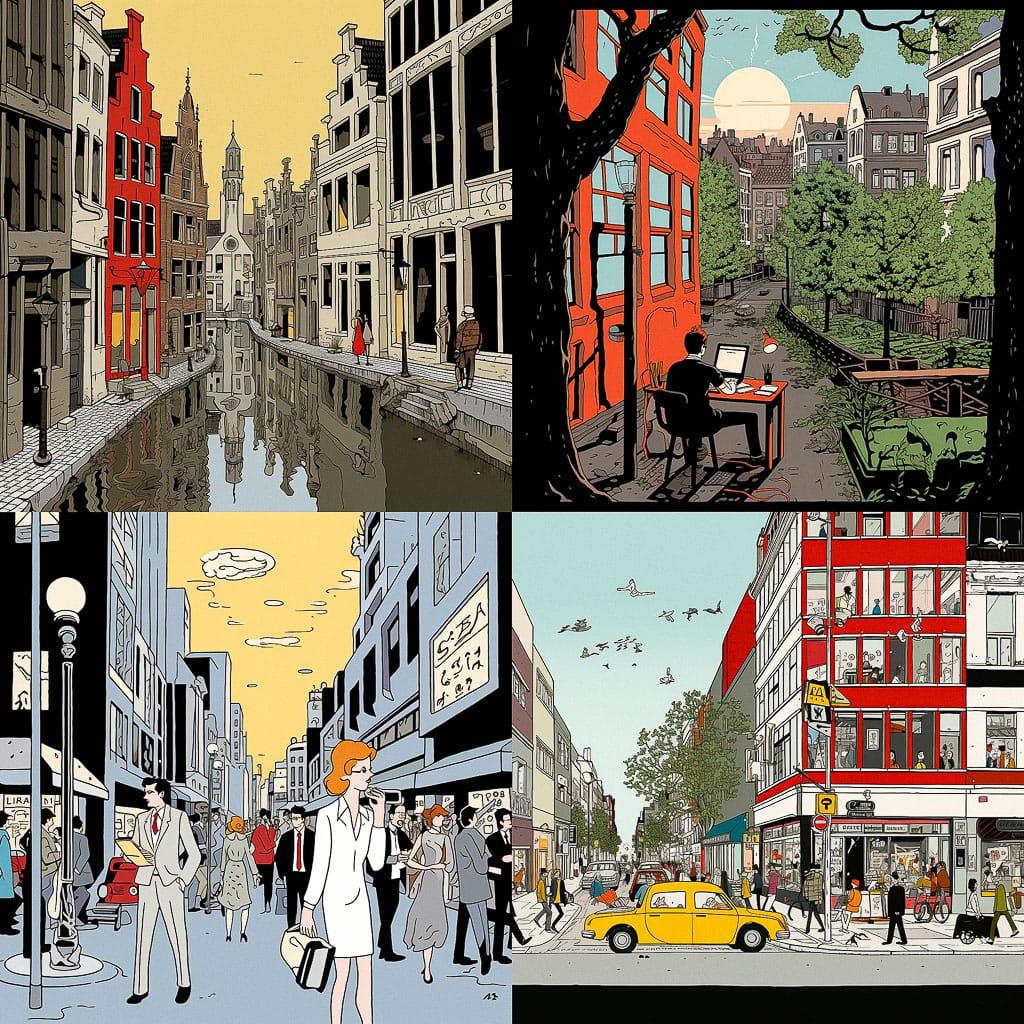 Joost Swarte style, Midjourney V5.2, render 1 of 4