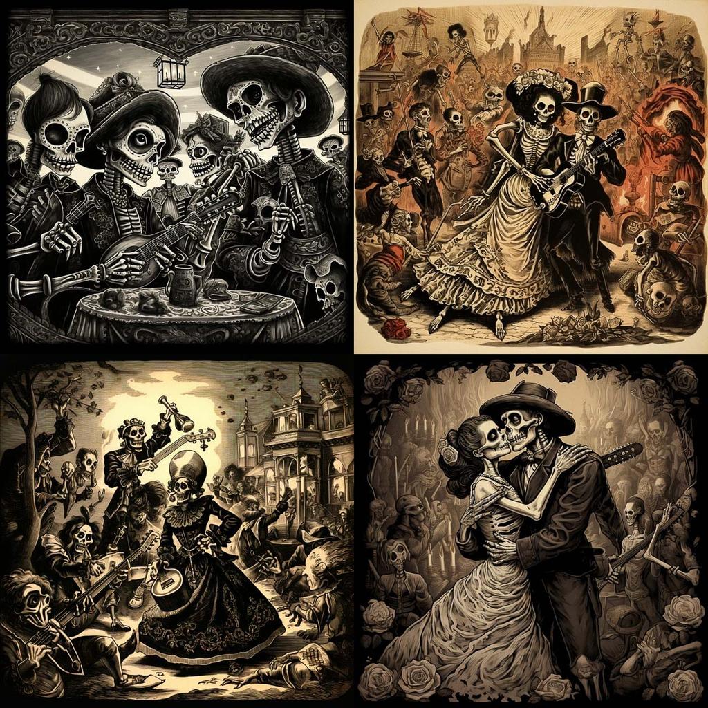 Jose Guadalupe Posada style, Midjourney V5.2, render 1 of 4
