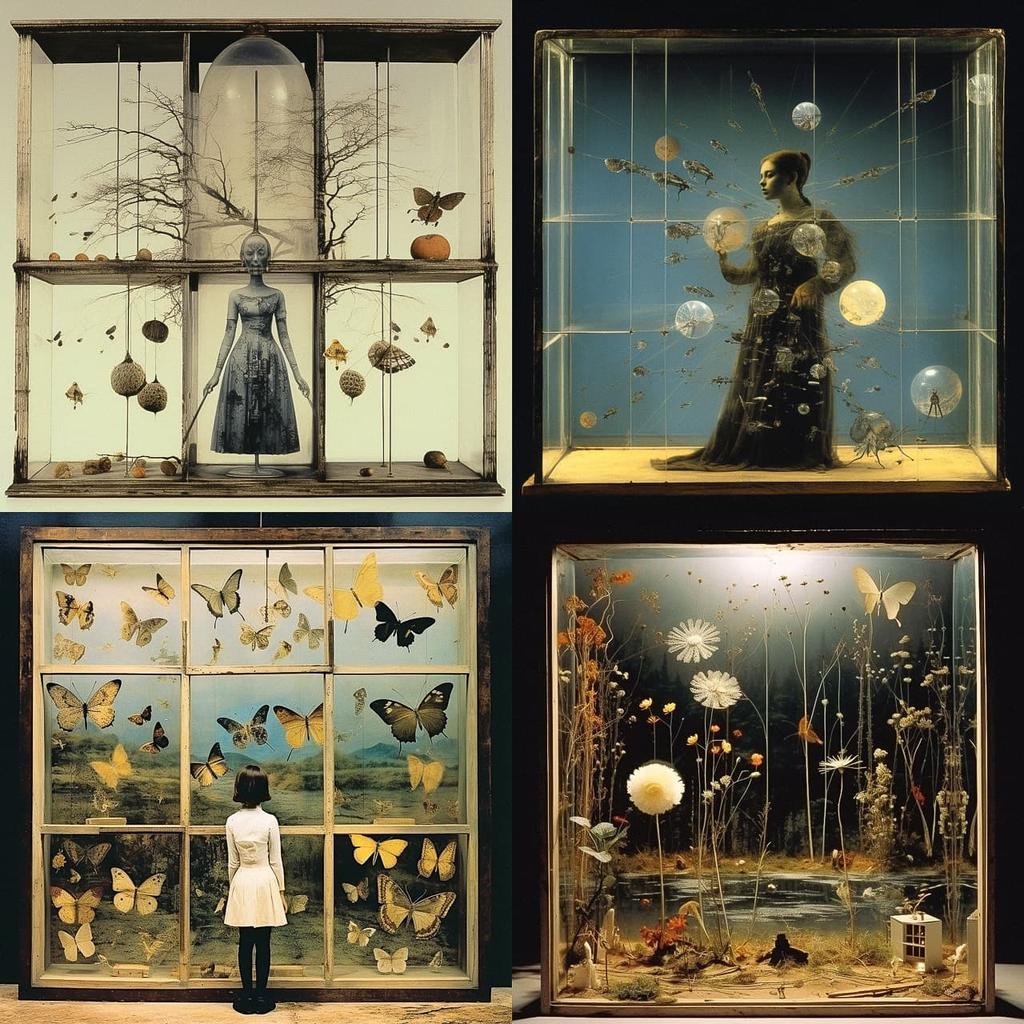Joseph Cornell style, Midjourney V5.2, render 1 of 4