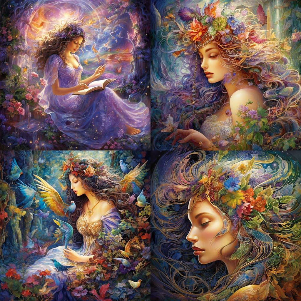 Josephine Wall style, Midjourney V5.2, render 1 of 4