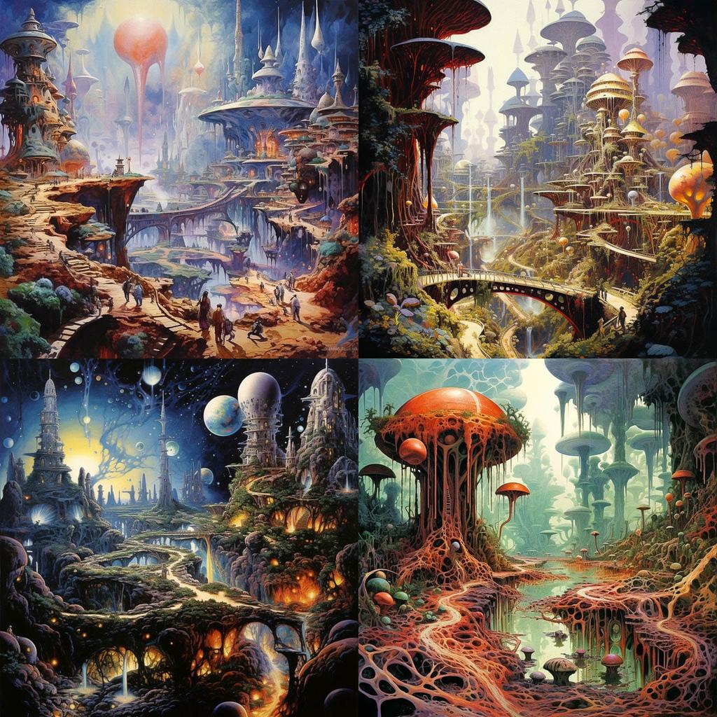 Josh Kirby style, Midjourney V5.2, render 1 of 4