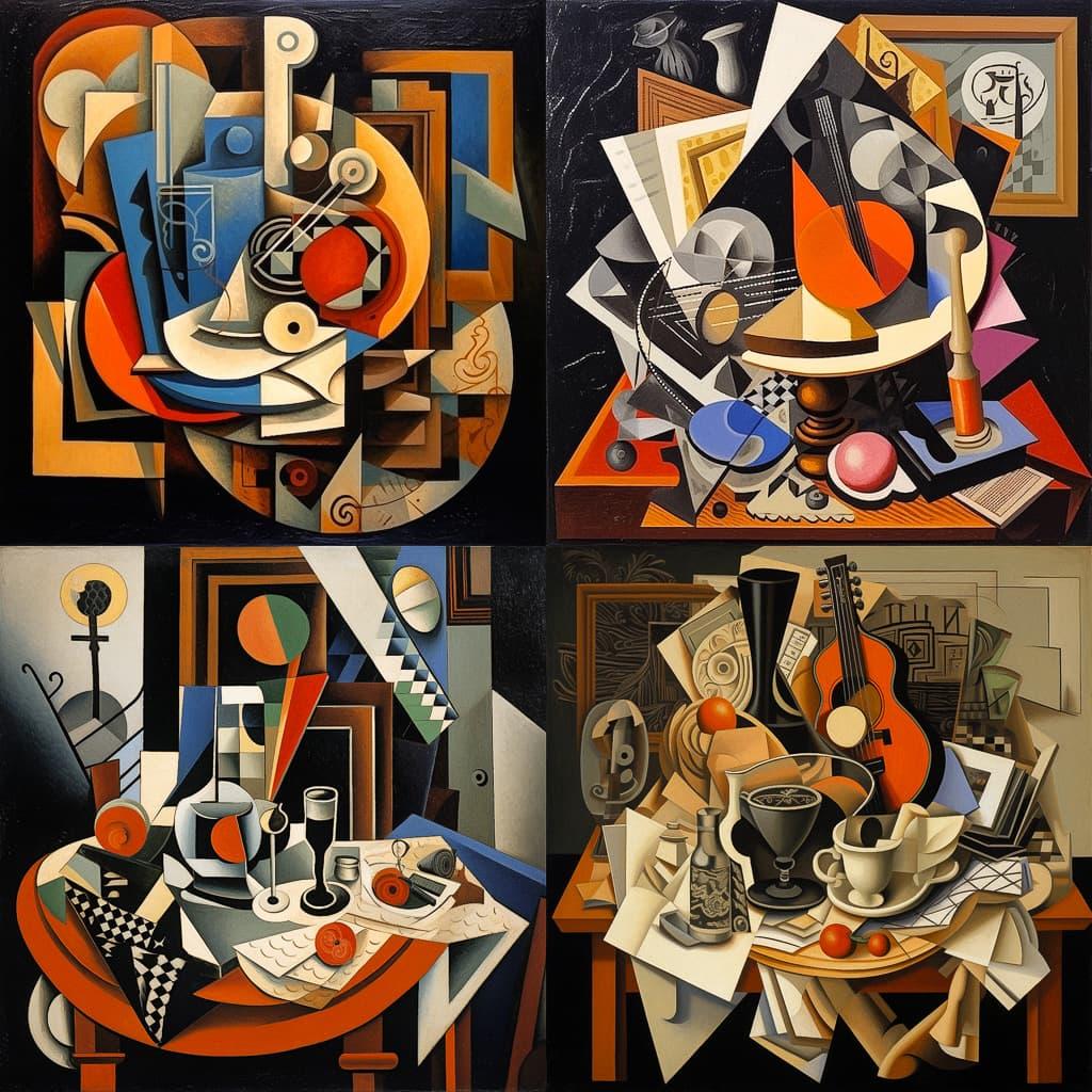 Juan Gris style, Midjourney V5.2, render 1 of 4