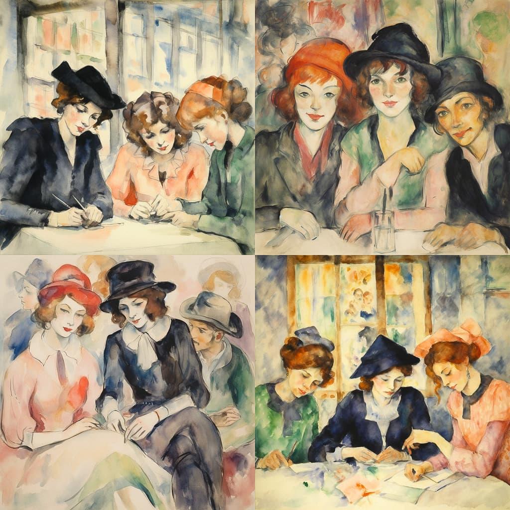 Jules Pascin style, Midjourney V5.2, render 1 of 4