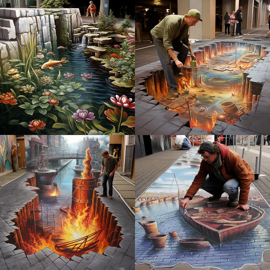 Julian Beever style, Midjourney V5.2, render 1 of 4