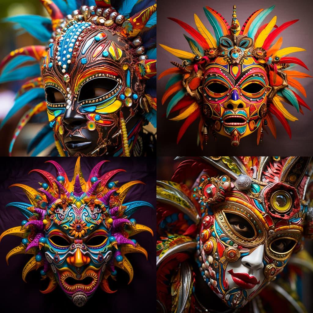 Junkanoo mask style, Midjourney V5.2, render 1 of 4