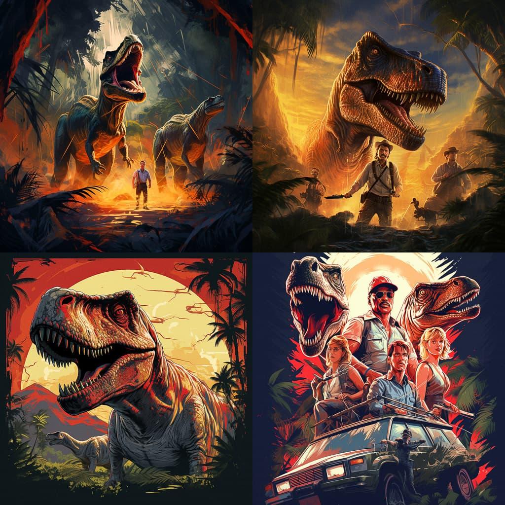 Jurassic Park style, Midjourney V5.2, render 1 of 4