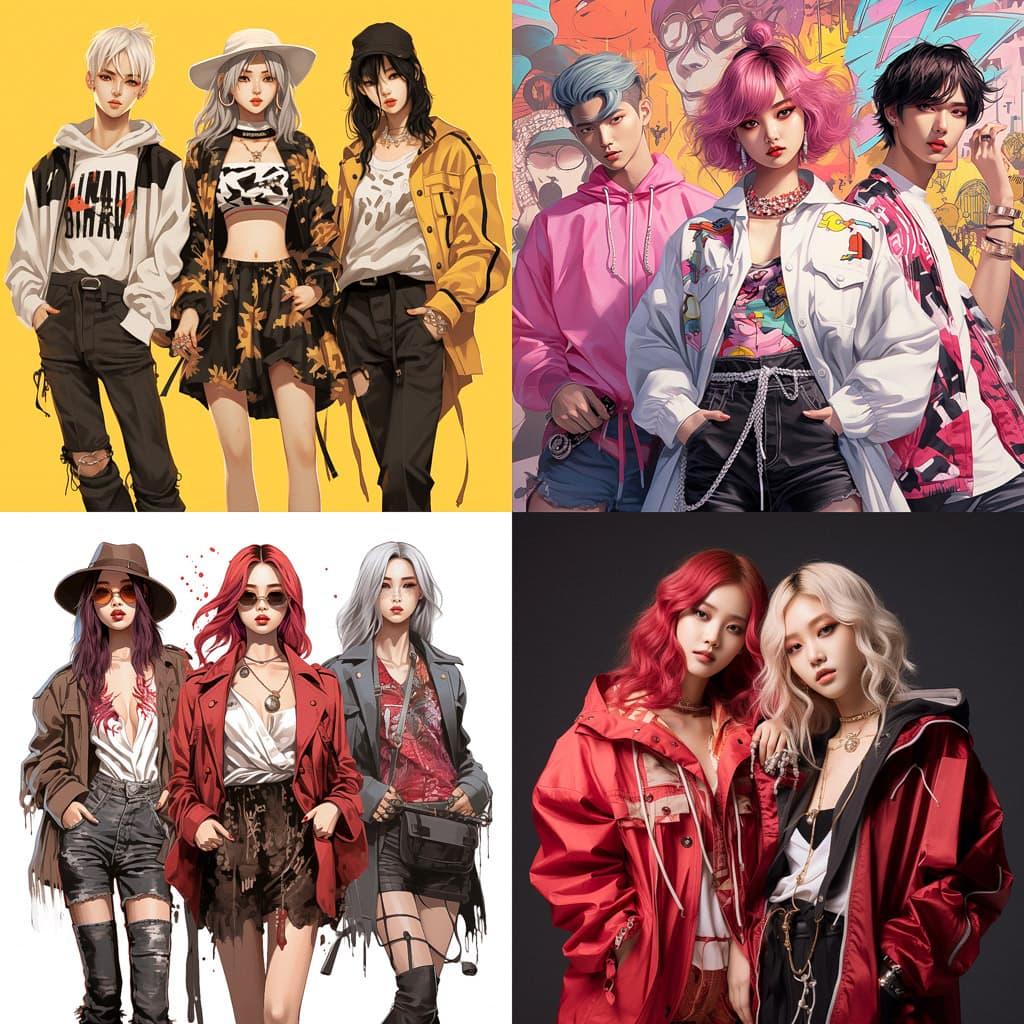 K-pop fashion style, Midjourney V5.2, render 1 of 4