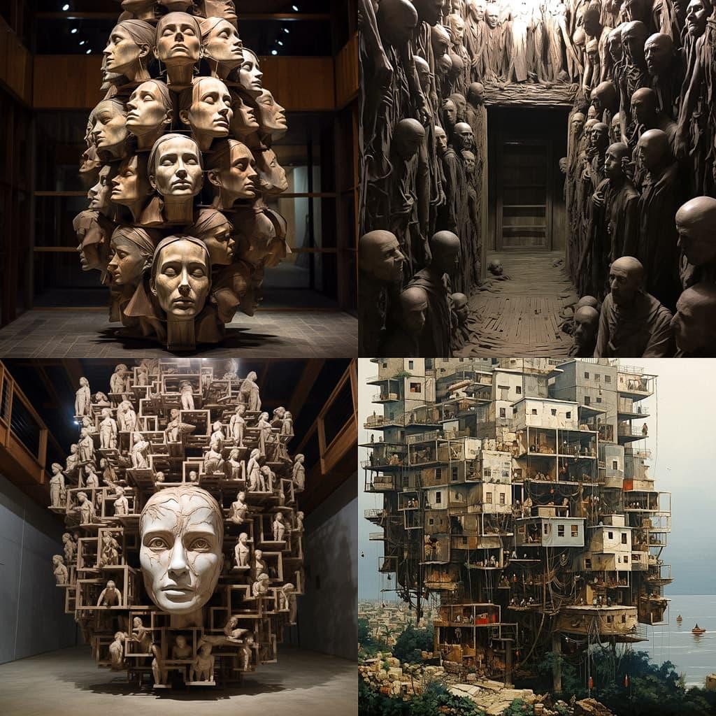 Kader Attia style, Midjourney V5.2, render 1 of 4