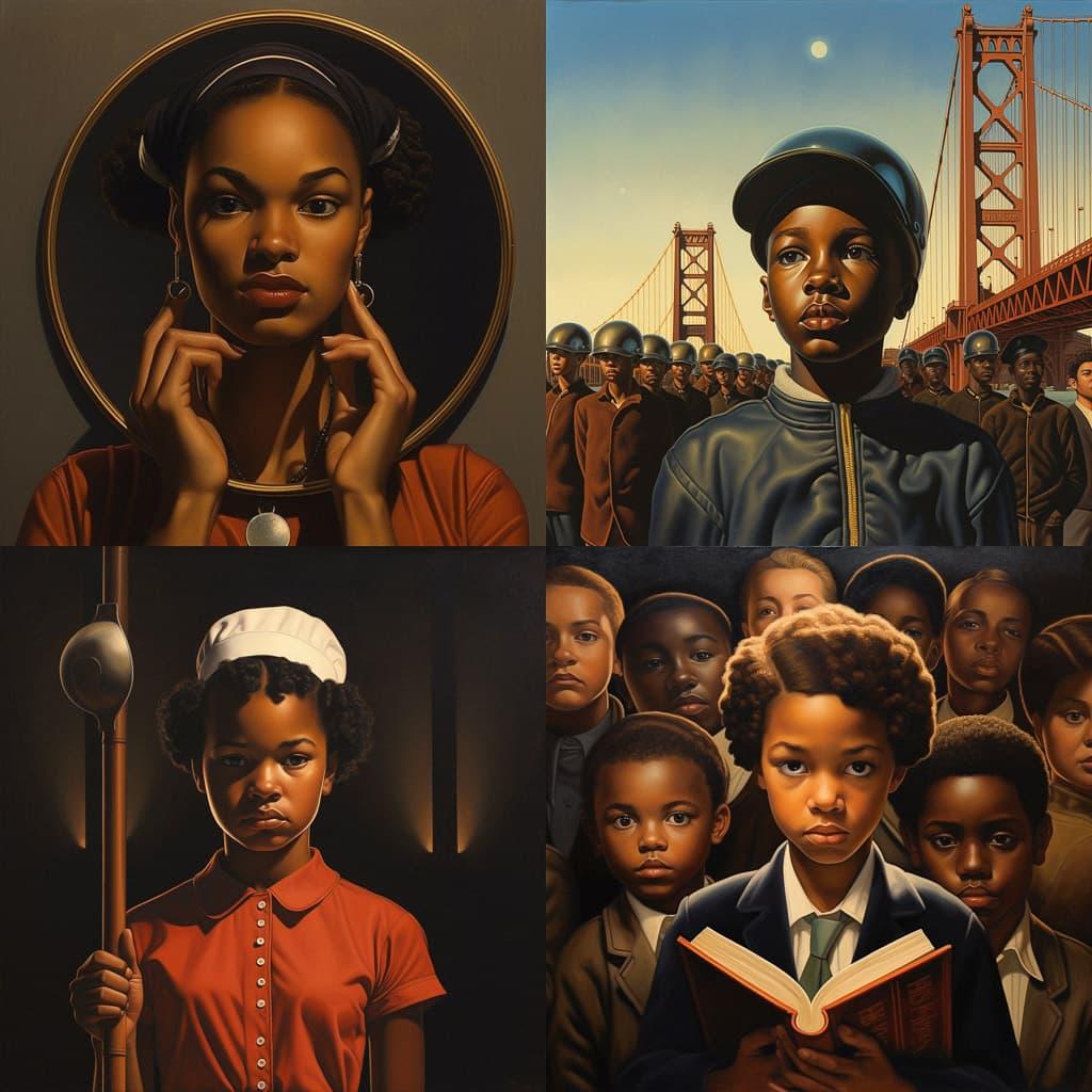 Kadir Nelson style, Midjourney V5.2, render 1 of 4