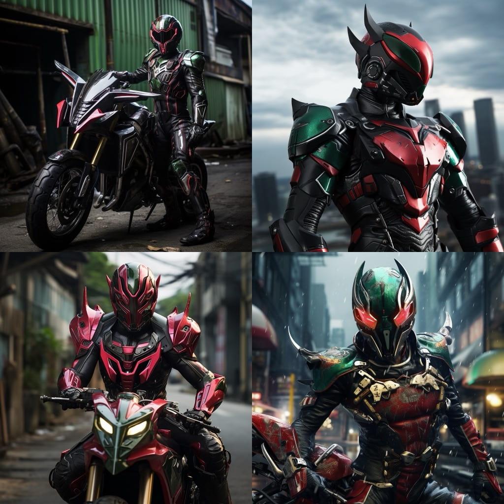 Kamen Rider style, Midjourney V5.2, render 1 of 4