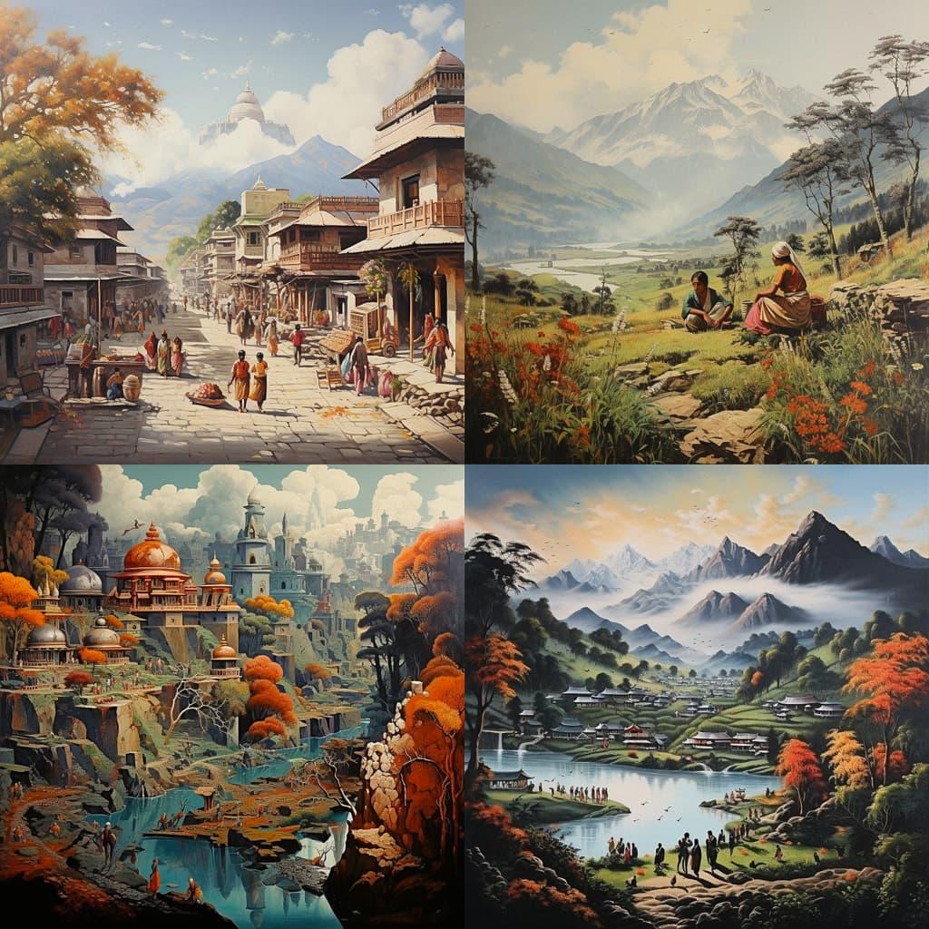 Kangra painting style, Midjourney V5.2, render 1 of 4