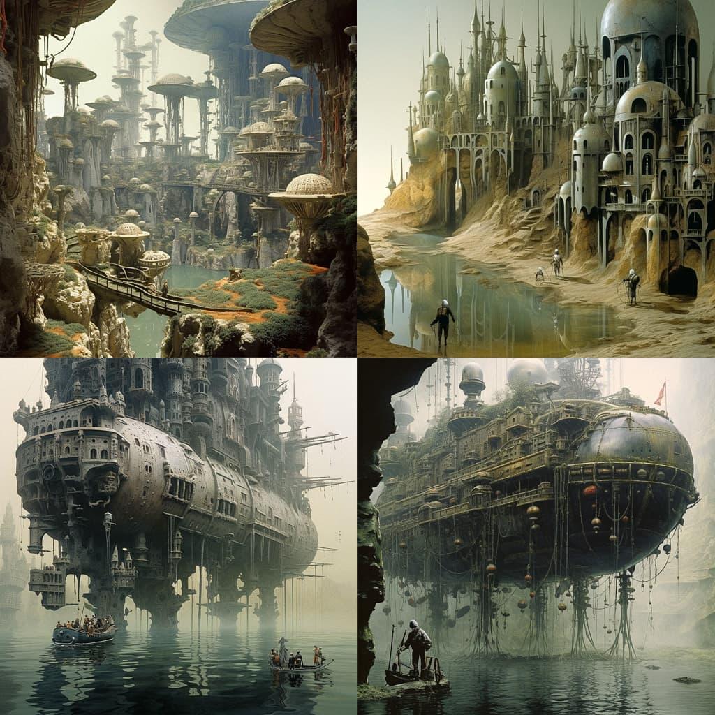 Karel Zeman style, Midjourney V5.2, render 1 of 4