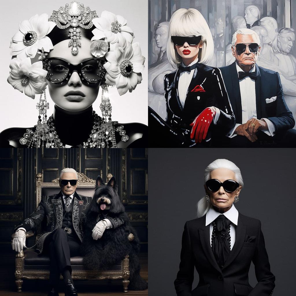 Karl Lagerfeld style, Midjourney V5.2, render 1 of 4