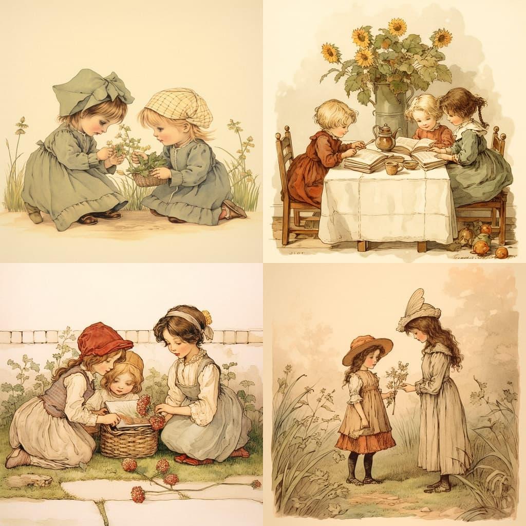 Kate Greenaway style, Midjourney V5.2, render 1 of 4