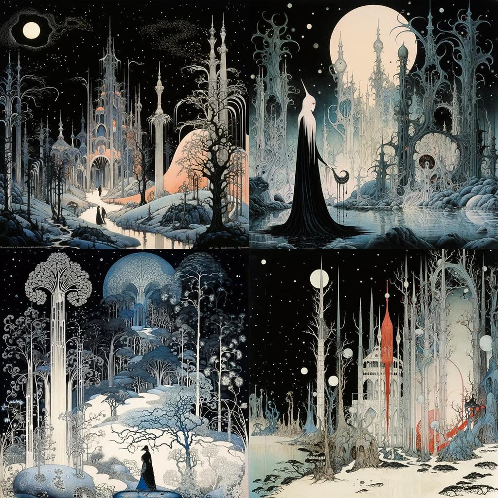 Kay Nielsen style, Midjourney V5.2, render 1 of 4