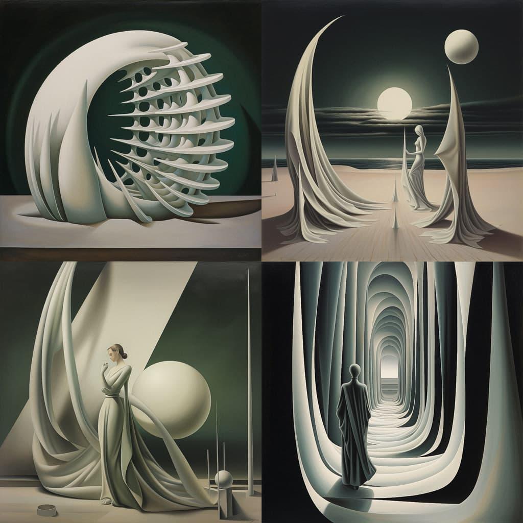 Kay Sage style, Midjourney V5.2, render 1 of 4