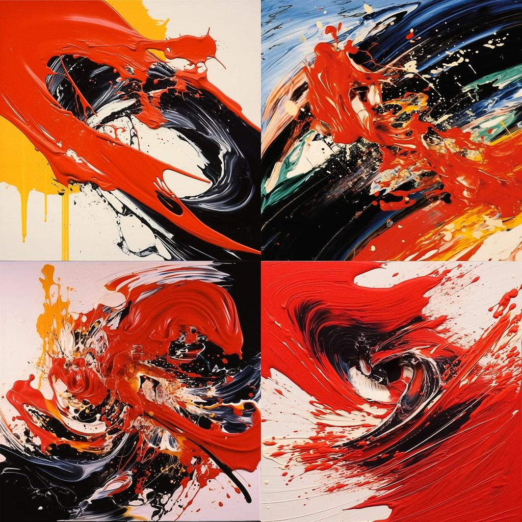 Kazuo Shiraga style, Midjourney V5.2, render 1 of 4