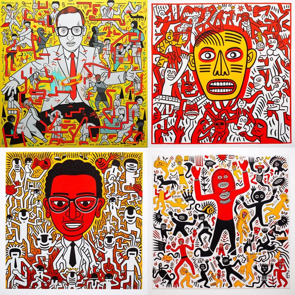 Keith Haring style, Midjourney V5.2, render 1 of 4
