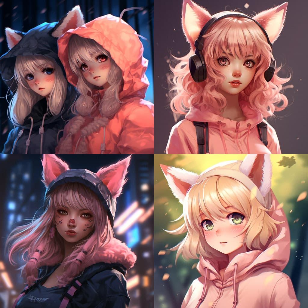 Kemonomimi anime style style, Midjourney V5.2, render 1 of 4
