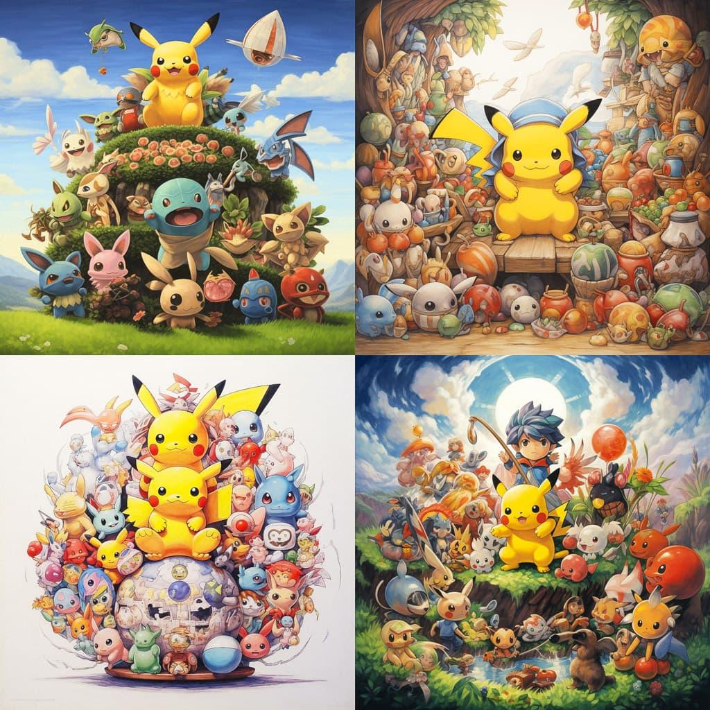 Ken Sugimori style, Midjourney V5.2, render 1 of 4