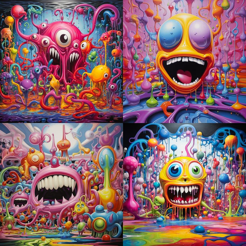 Kenny Scharf style, Midjourney V5.2, render 1 of 4